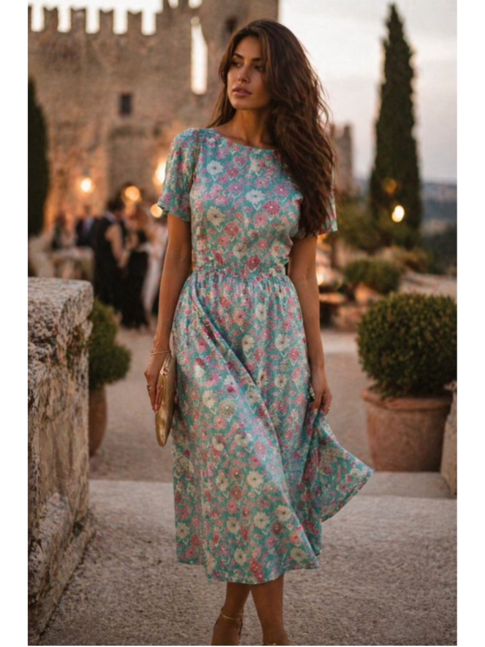Handmade Floral Midi Dress Cottagecore Pastel Quiet Luxury Boho Tradwife Pockets